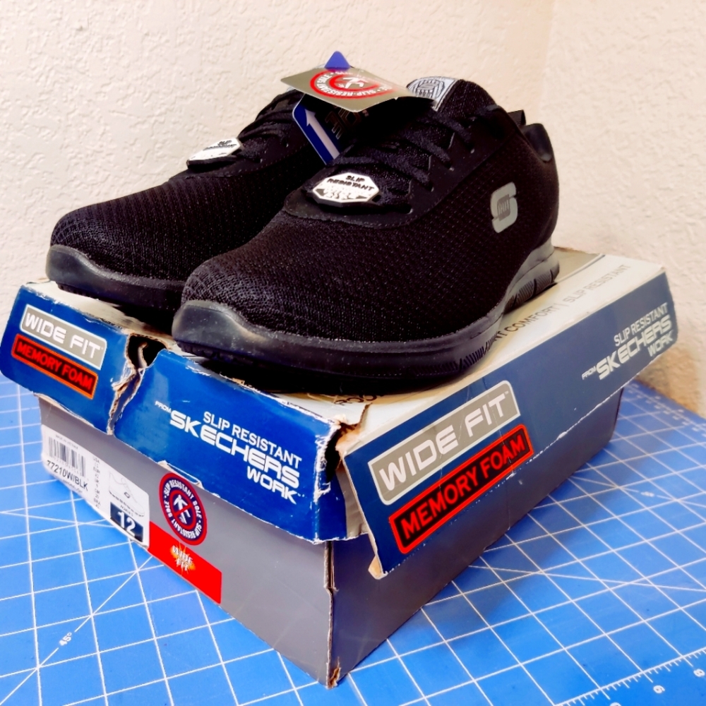 Electrical Wide Work Black Skechers shoes Women 77210 Memory Resistant Hazard EH